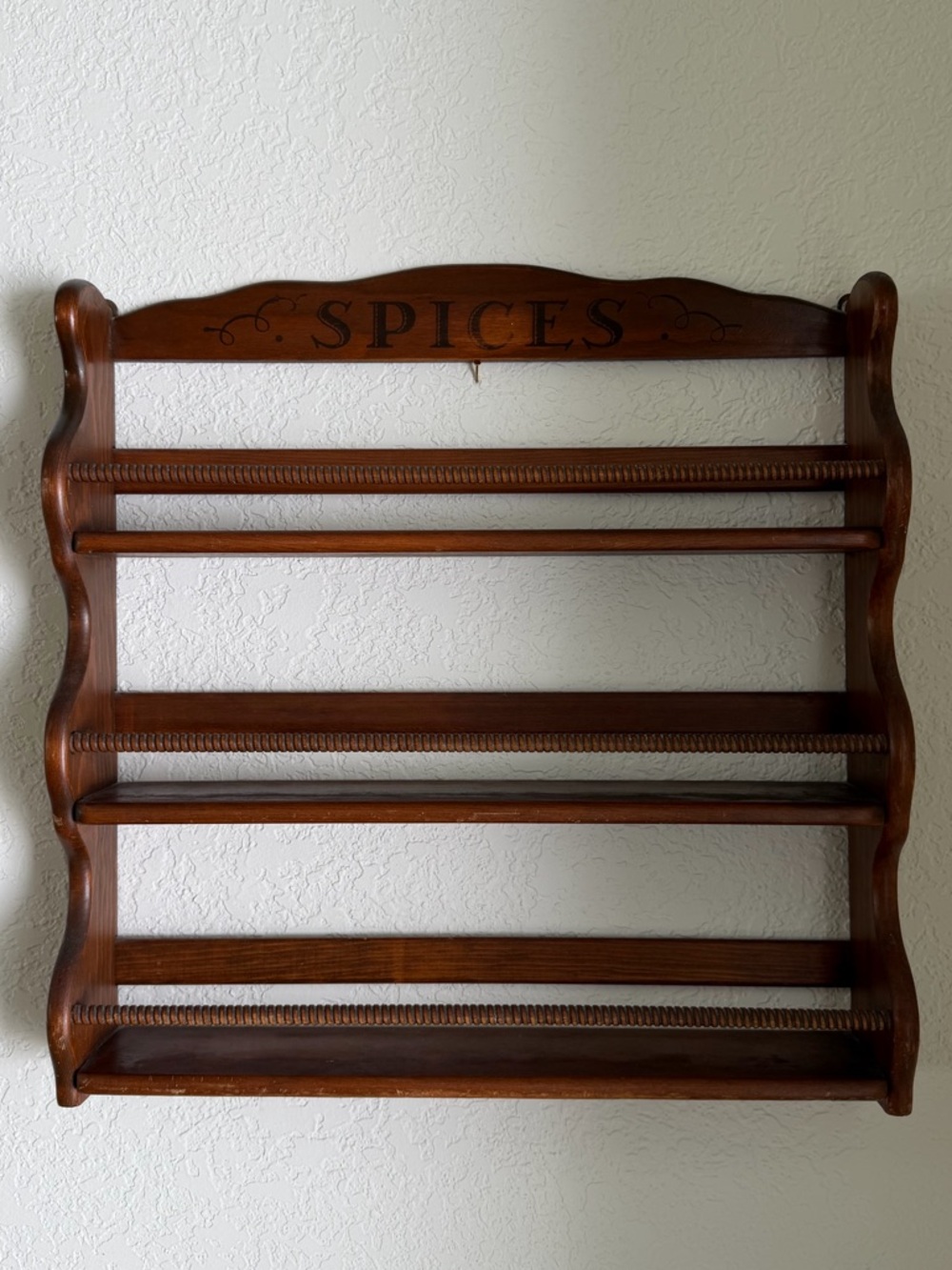 Vintage Wooden Spice Rack Wall Shelf - Brown